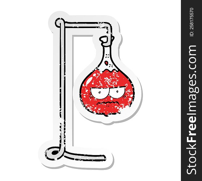 distressed sticker of a angry cartoon science experiment
