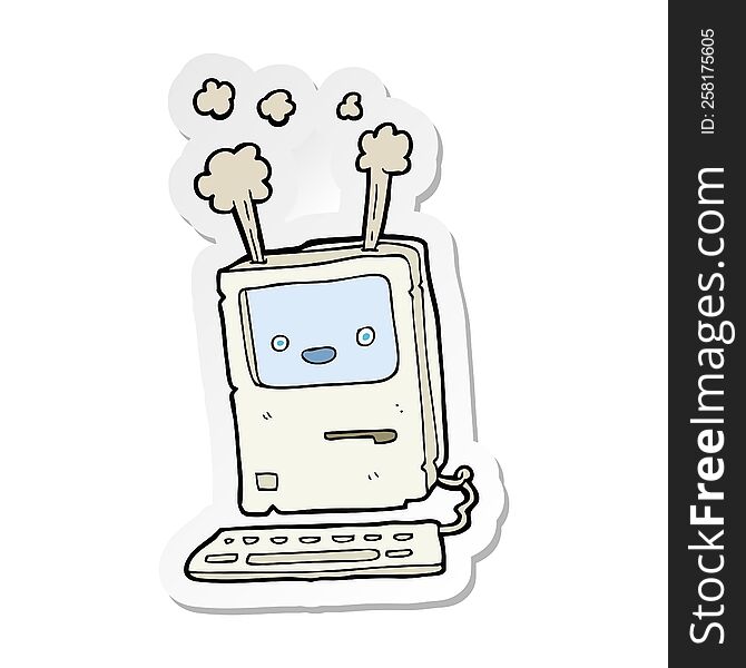 sticker of a cartoon old computer