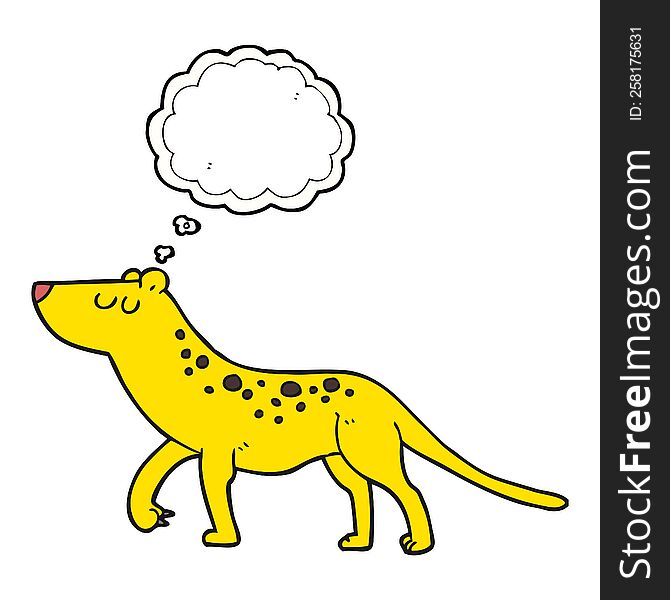 freehand drawn thought bubble cartoon leopard