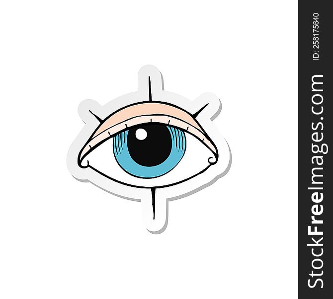 Sticker Of A Cartoon Tattoo Eye Symbol