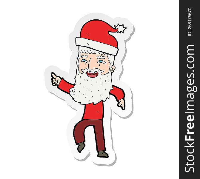 Sticker Of A Cartoon Hipster Santa Claus