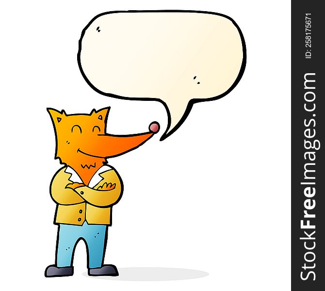 Cartoon Fox In Shirt With Speech Bubble