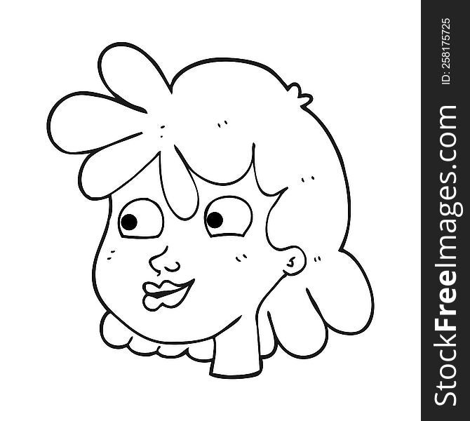 Black And White Cartoon Female Face