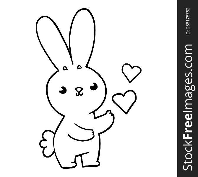 cute cartoon rabbit with love hearts