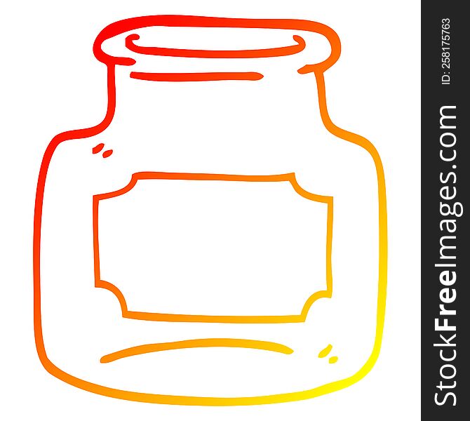 warm gradient line drawing cartoon of clear glass jar