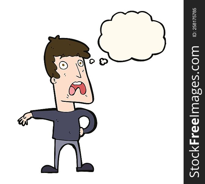 Cartoon Complaining Man With Thought Bubble