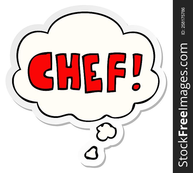 Cartoon Word Chef And Thought Bubble As A Printed Sticker
