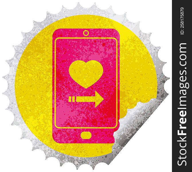 dating app on cell phone circular peeling sticker