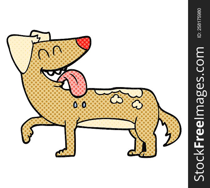 freehand drawn cartoon panting dog