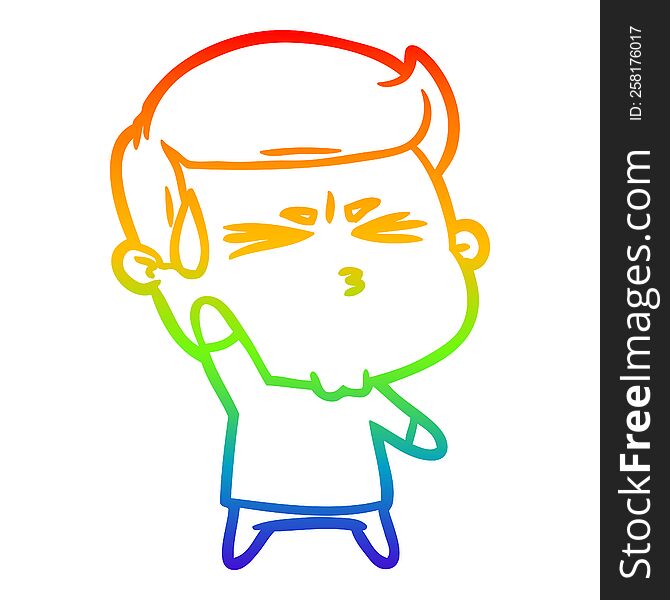 rainbow gradient line drawing of a cartoon happy man running