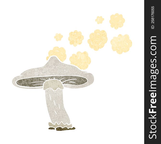 freehand retro cartoon mushroom