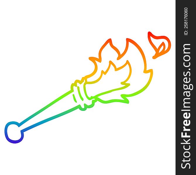 rainbow gradient line drawing of a cartoon sports torch