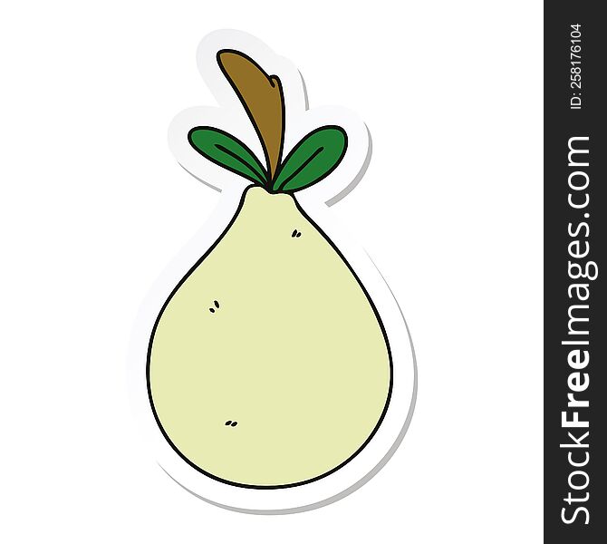 Sticker Of A Quirky Hand Drawn Cartoon Pear