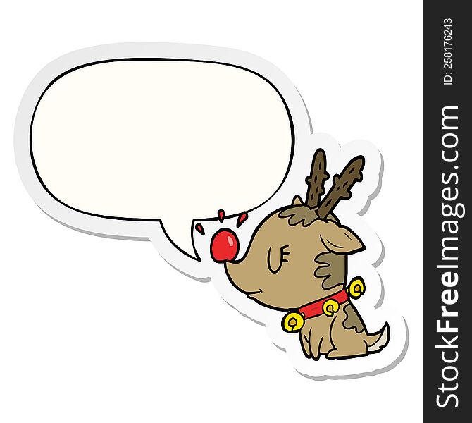 cartoon christmas reindeer with speech bubble sticker
