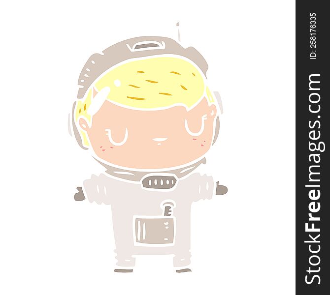 Cute Flat Color Style Cartoon Astronaut