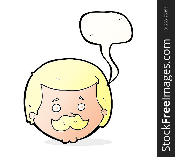 Cartoon Man With Mustache With Speech Bubble