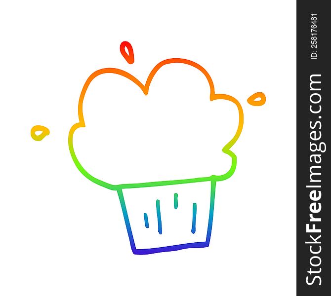 rainbow gradient line drawing of a cartoon muffin