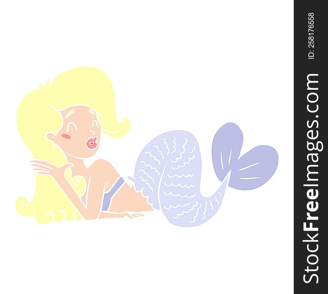 Flat Color Style Cartoon Mermaid