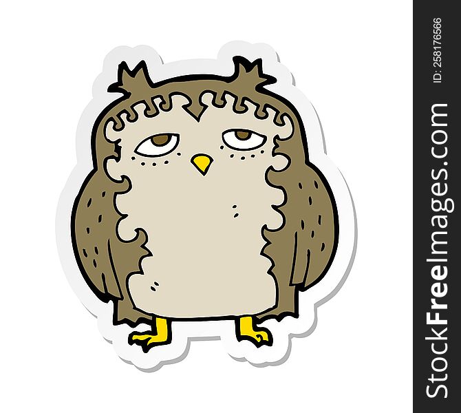 Sticker Of A Cartoon Wise Old Owl