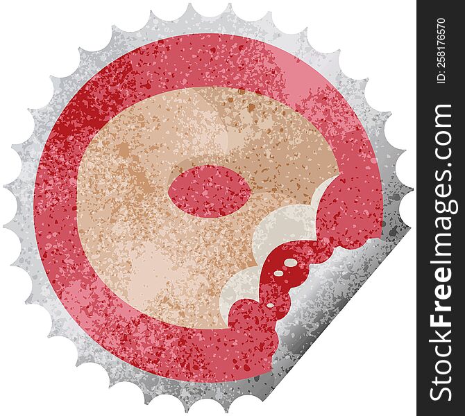 bitten donut graphic vector illustration round sticker stamp. bitten donut graphic vector illustration round sticker stamp