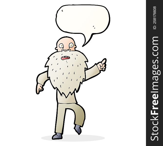 Cartoon Stressed Old Man With Speech Bubble