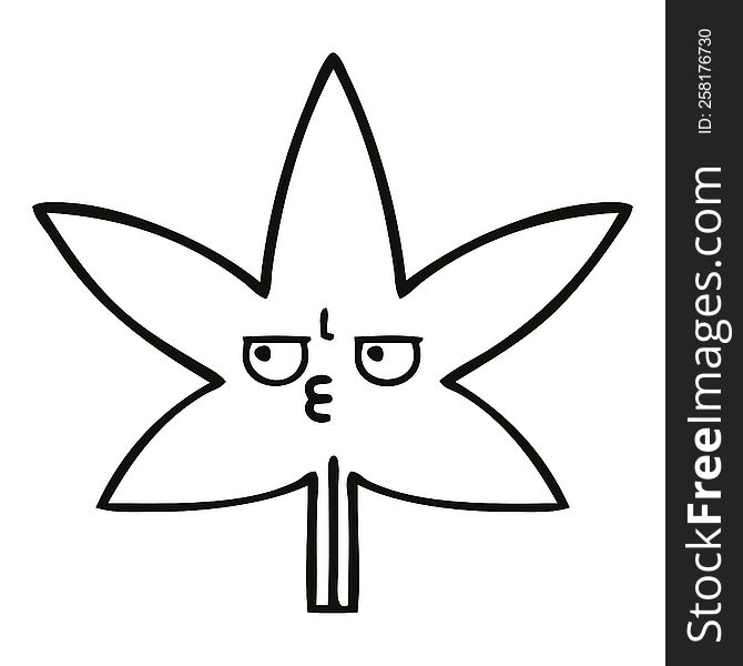 line drawing cartoon marijuana leaf