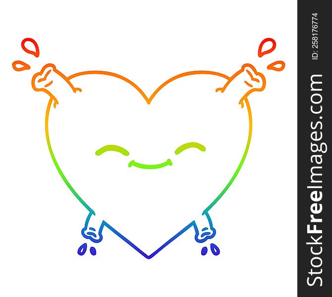 Rainbow Gradient Line Drawing Cartoon Happy Heart