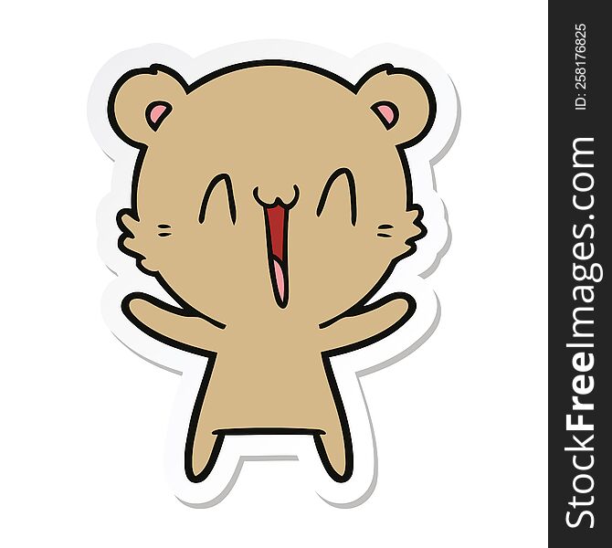 Sticker Of A Happy Bear Cartoon