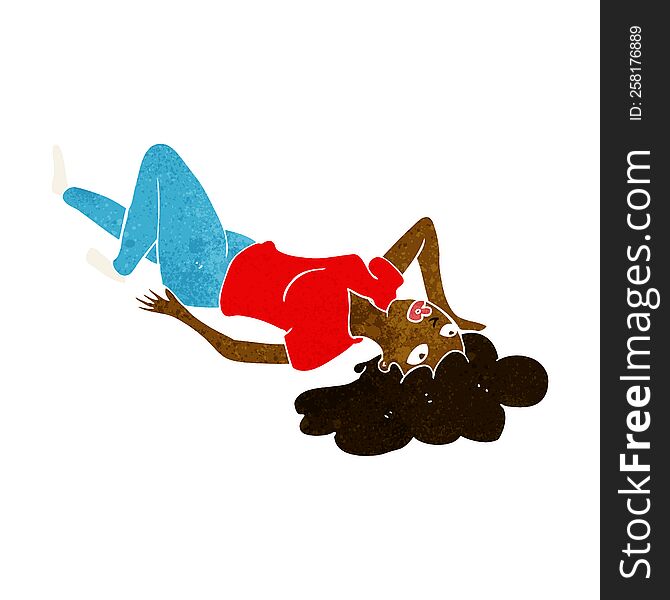 cartoon woman lying on floor