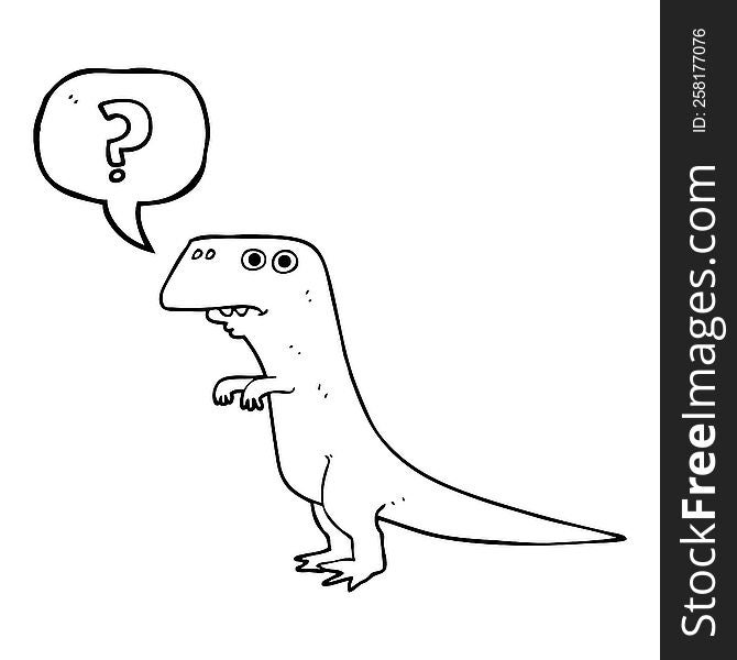 freehand drawn speech bubble cartoon confused dinosaur