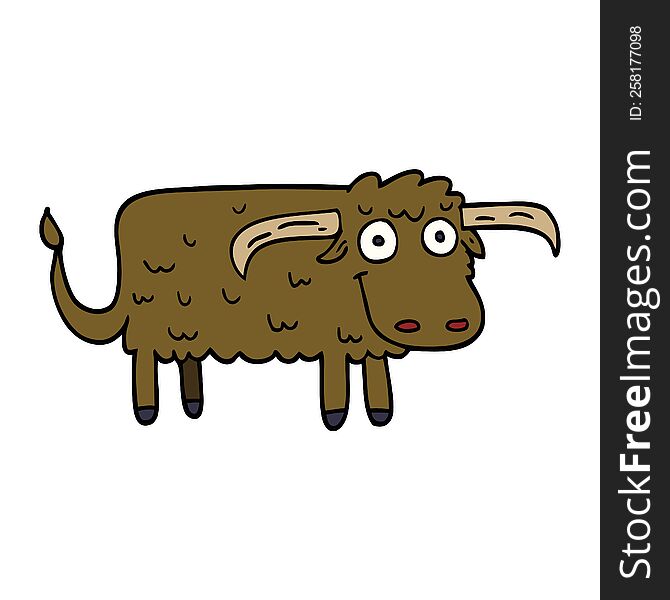 cartoon doodle hairy cow