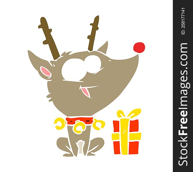 flat color style cartoon christmas reindeer