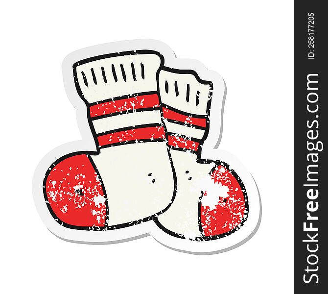 Retro Distressed Sticker Of A Cartoon Socks