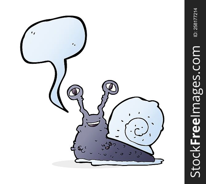Cartoon Snail With Speech Bubble