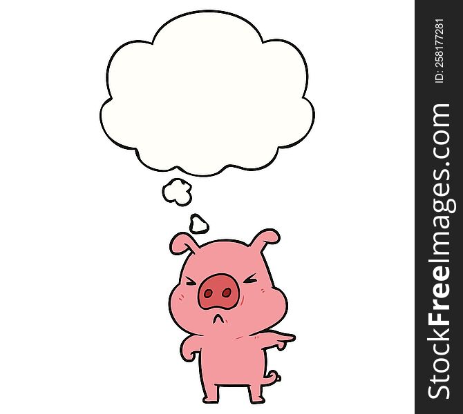 Cartoon Angry Pig And Thought Bubble