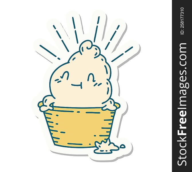 sticker of a tattoo style ice cream character