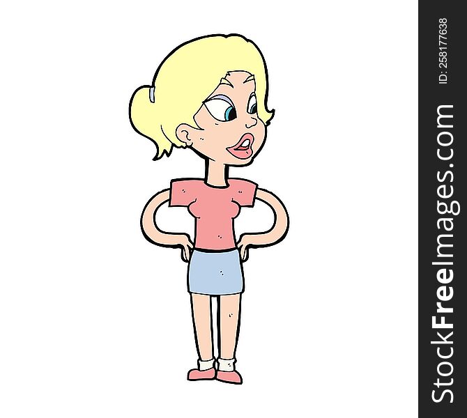 Cartoon Woman With Hands On Hips