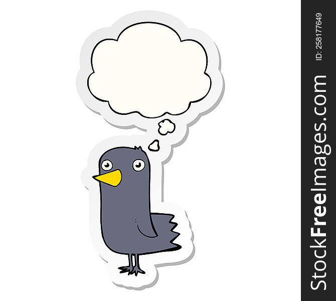 Cartoon Bird And Thought Bubble As A Printed Sticker