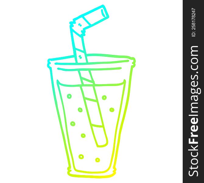 cold gradient line drawing of a cartoon fizzy drink