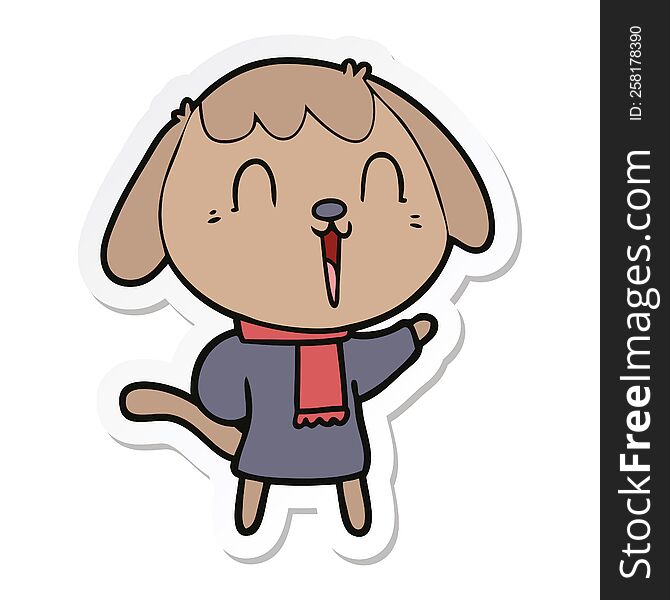 sticker of a cute cartoon dog