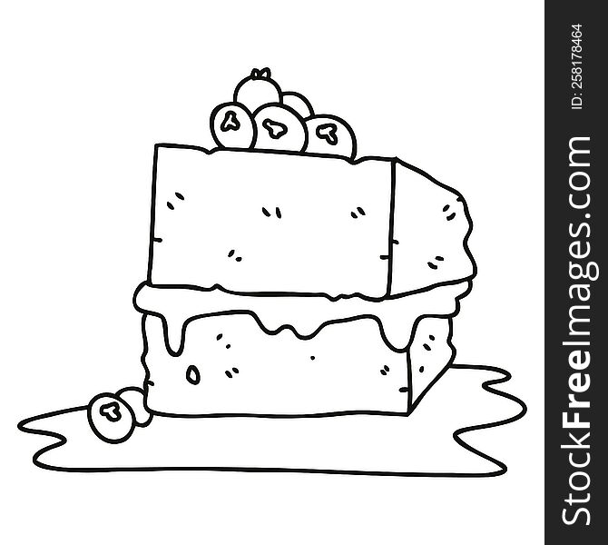 Quirky Line Drawing Cartoon Chocolate Cake
