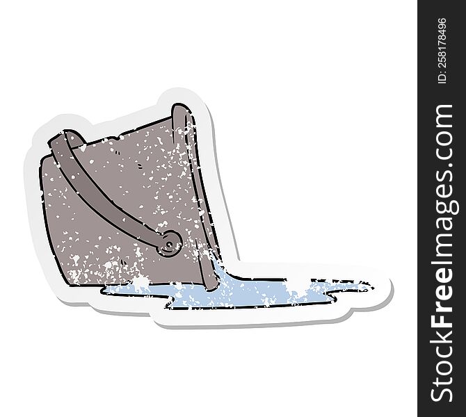 distressed sticker of a cartoon spilled bucket of water