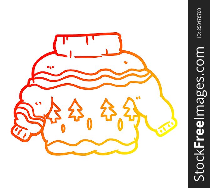 warm gradient line drawing of a embarrassing christmas jumper