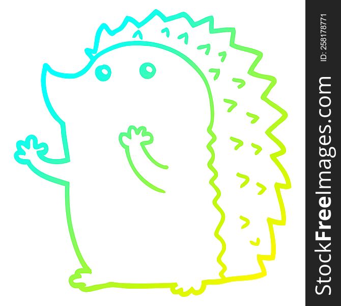 Cold Gradient Line Drawing Cartoon Hedgehog