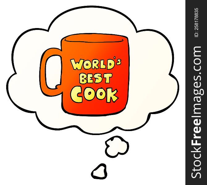 worlds best cook mug with thought bubble in smooth gradient style