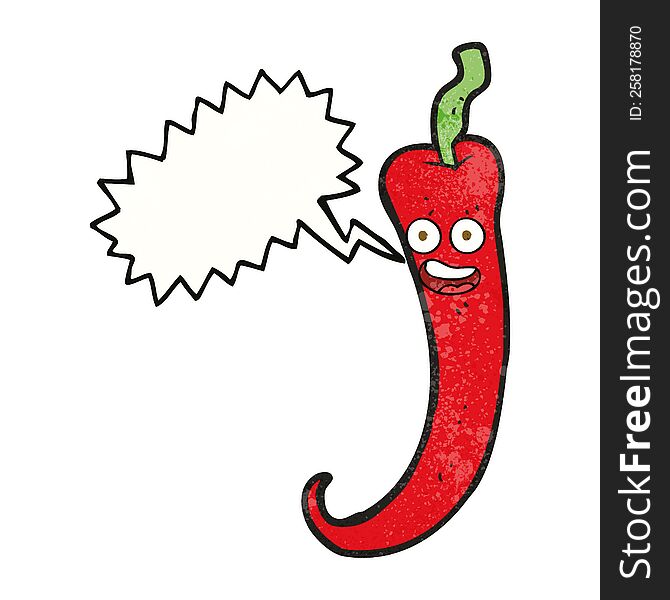 freehand speech bubble textured cartoon chilli pepper