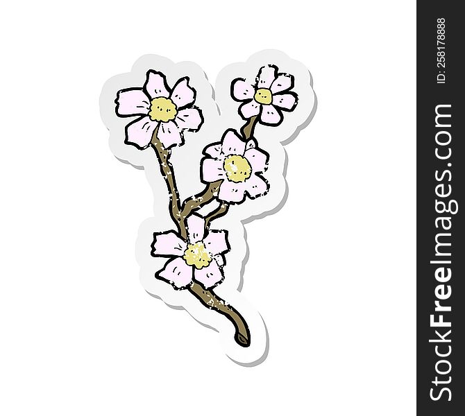 Retro Distressed Sticker Of A Cartoon Flowers