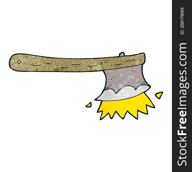 freehand textured cartoon striking axe