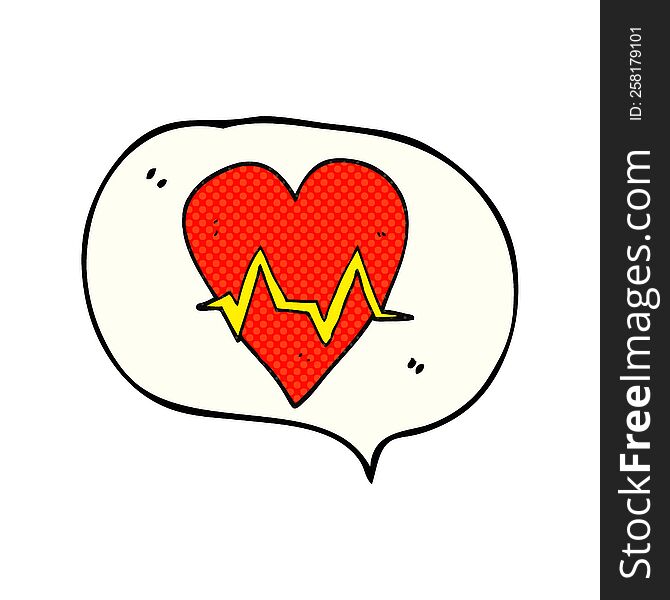 freehand drawn comic book speech bubble cartoon heart rate pulse symbol