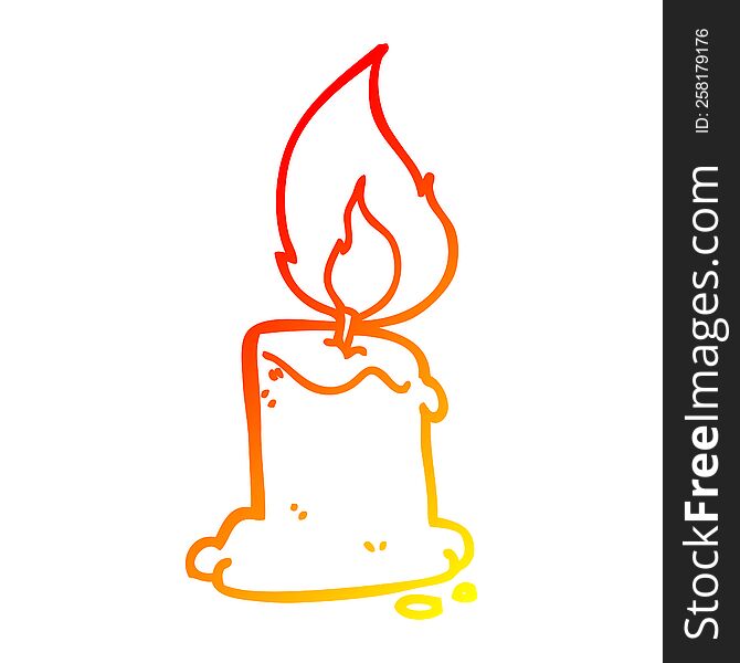 warm gradient line drawing of a cartoon candle